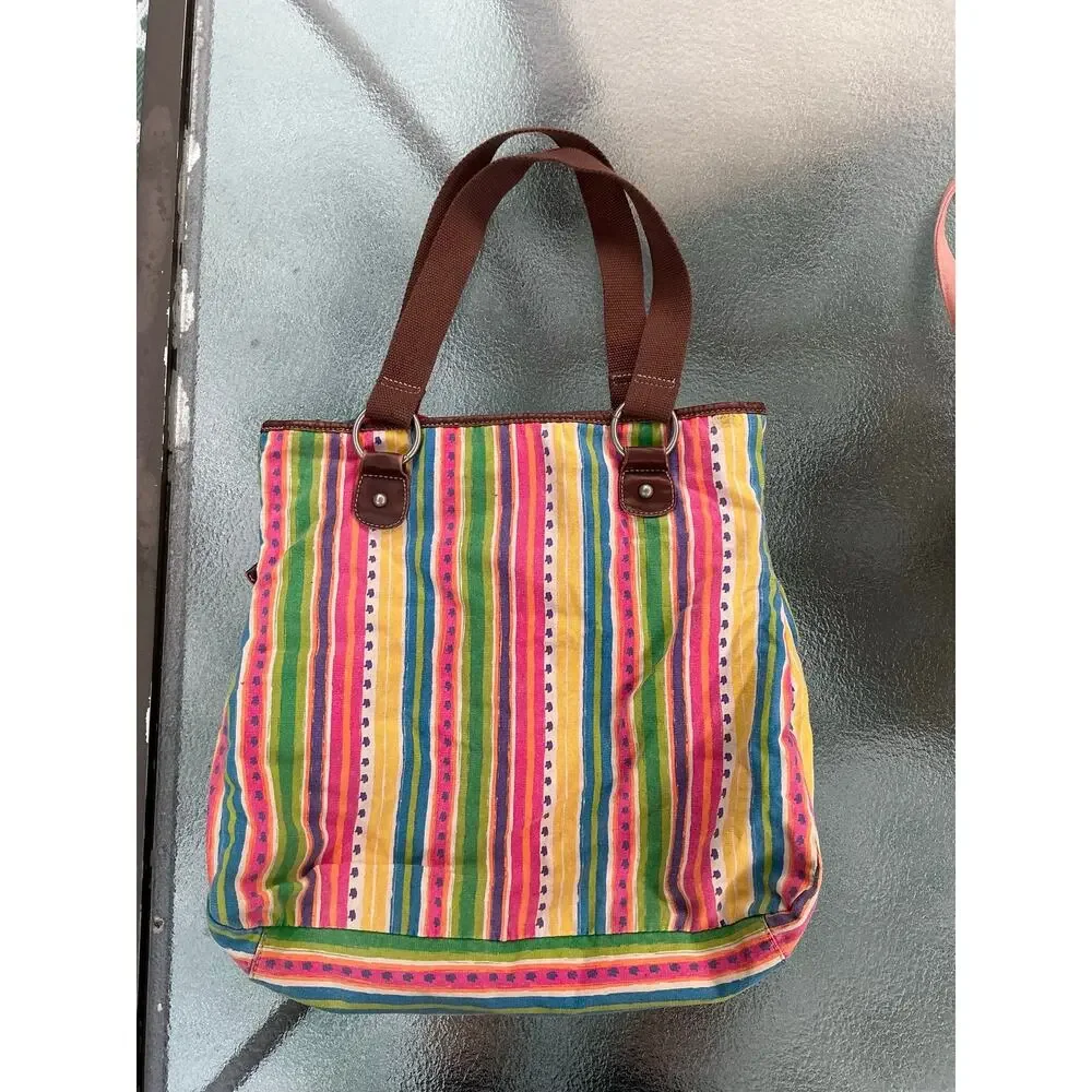 Unionbay Multicolor Striped Canvas Tote Bag